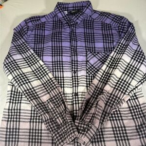 WeSC Y2K Skater Plaid Flannel Shirt Men’s XXL Purple Cotton Streetwear
